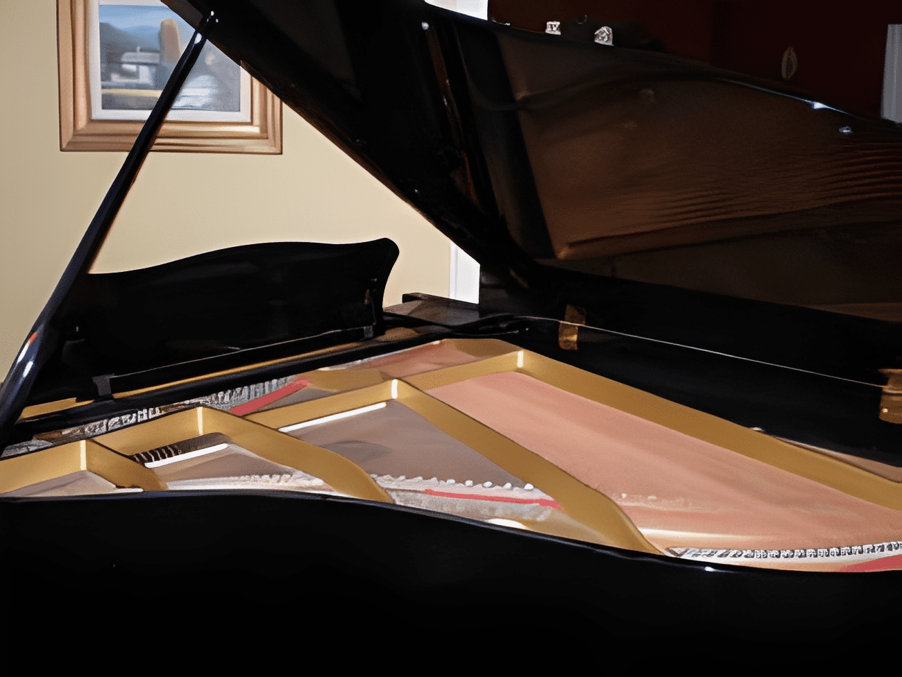 Interior view of a grand piano