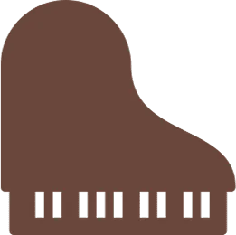 Simplified grand piano illustration in brown